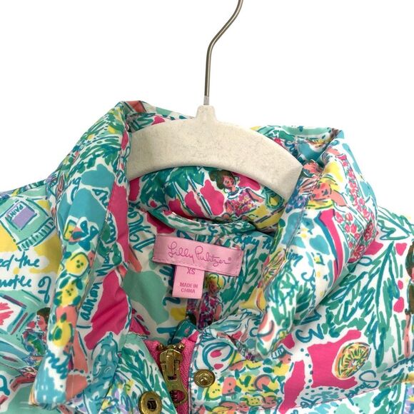 Lilly Pulitzer Lauren down Puffer Vest In the Beginning print Size XS - Picture 3 of 10